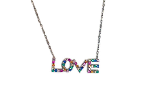 Love Rainbow Block Necklace