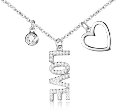 Love Heart and CZ Charm Necklace