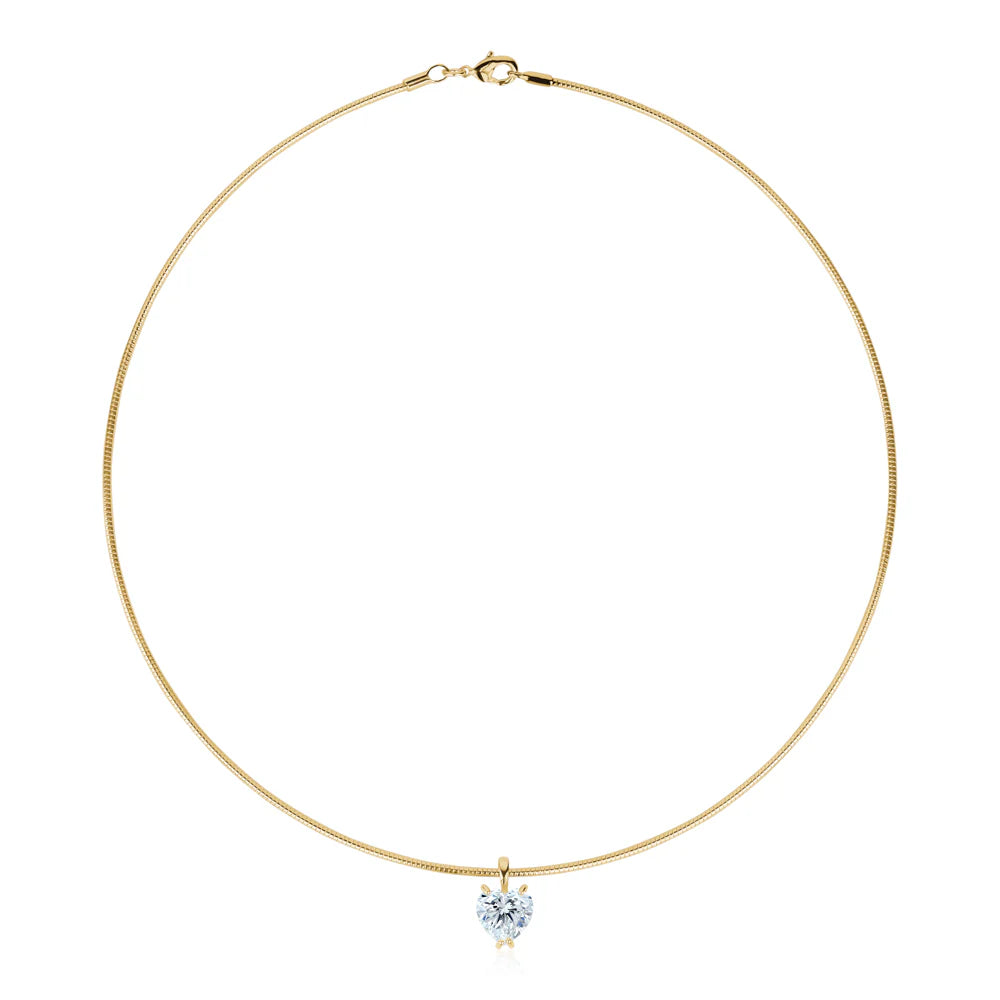 CZ Heart Choker Necklace