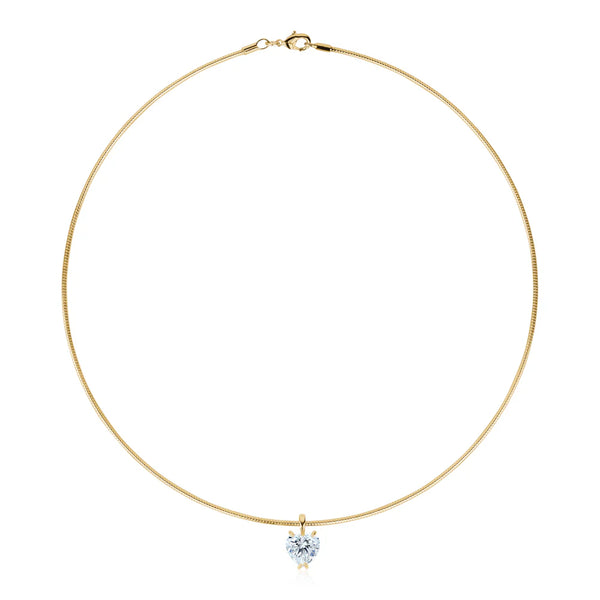 CZ Heart Choker Necklace