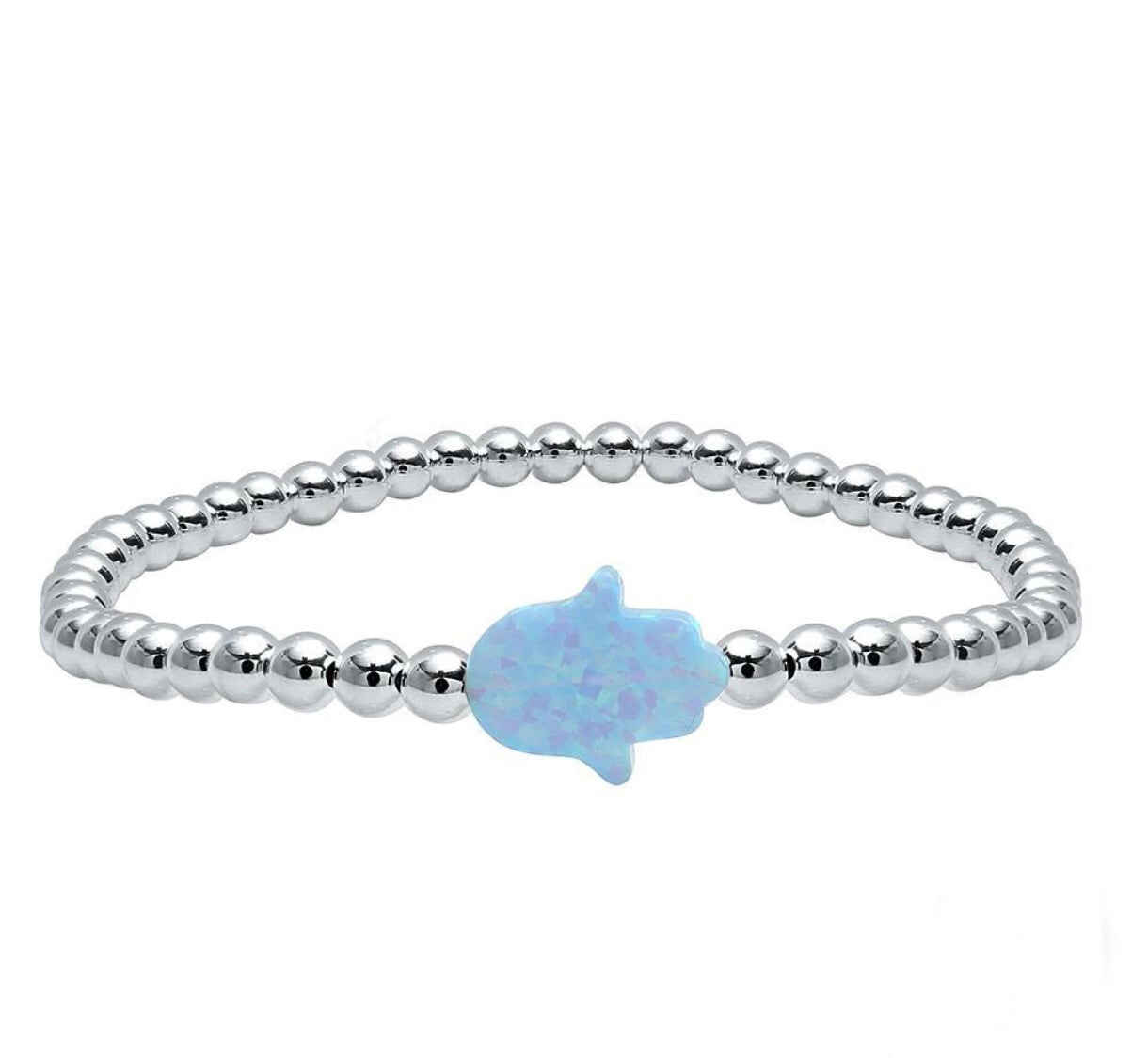 Beaded Bracelet with Opal Hamsa