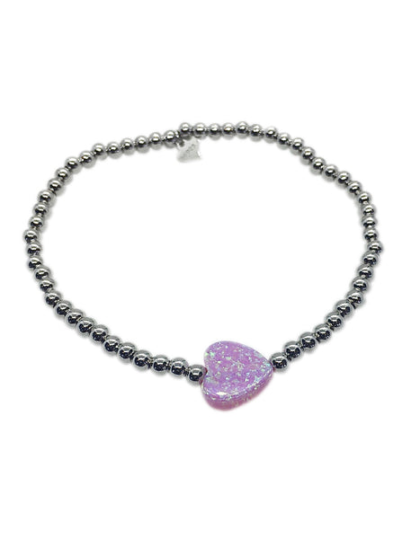 Beaded Bracelet with Opal Heart