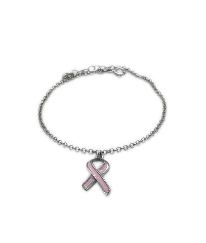 Pink Ribbon Enamel Bracelet