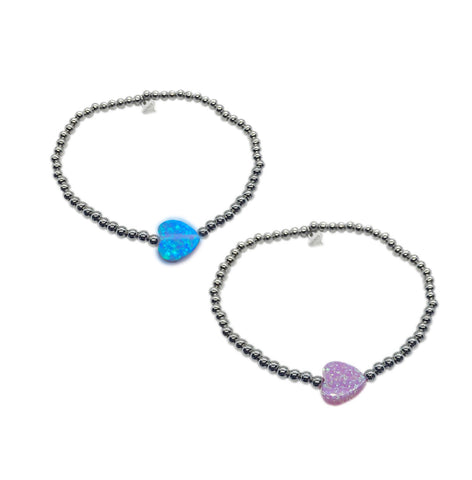 Beaded Bracelet with Opal Heart