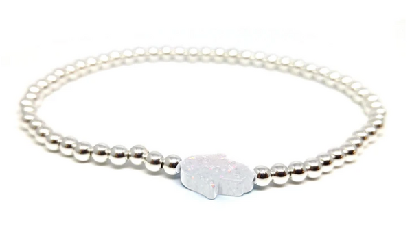 Beaded Bracelet with Opal Hamsa