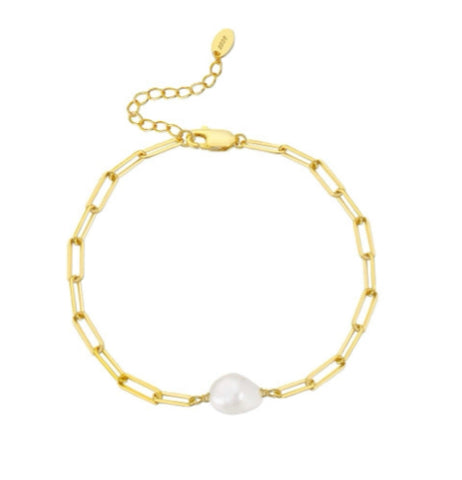 Pearl and Paperclip Bracelet
