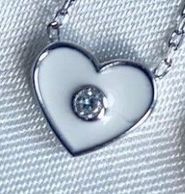 Mini Heart Enamel and CZ Necklace
