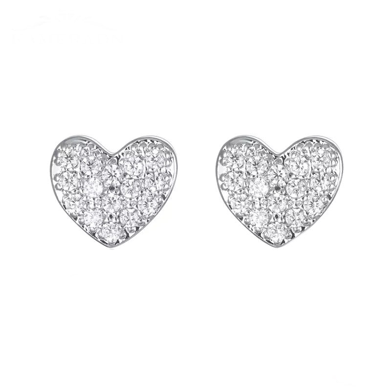 Mini Pave Heart Stud Earrings