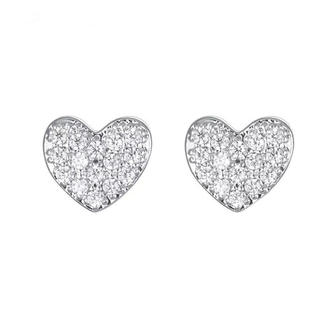 Mini Pave Heart Stud Earrings