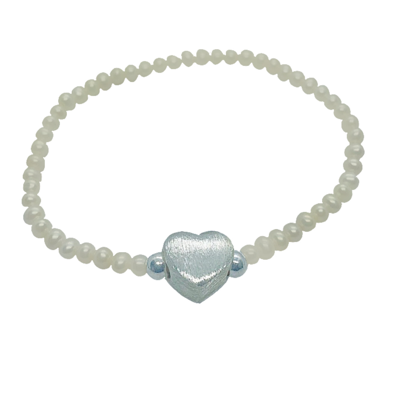 Freshwater Pearl with Silver Heart Bracelet